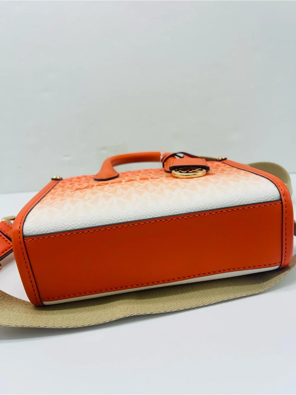 Michael Kors Mirella Extra-Sm Ombré Logo Crossbody XBODY Shopper Bag Poppy  NWT